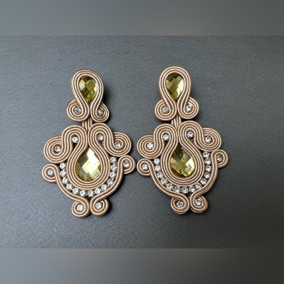 Elegant Oversized Statement Earrings - Wedding Glam Earrings - Prom Earrings - Picture 5 of 9